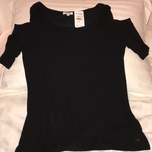 Splendid Black Short Sleeve Cold Shoulder Top XS